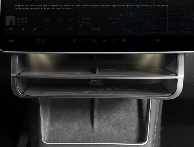 Under-Screen Storage Tray (Translucent Smoked Black) for Tesla Model 3 Highland / Model Y Juniper / Model Y L
