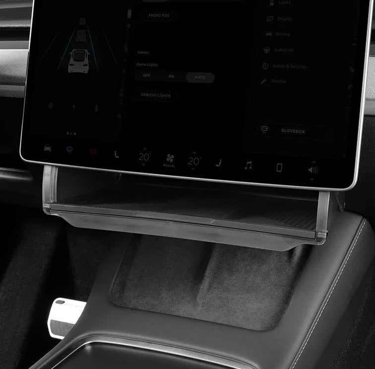 Under-Screen Storage Tray (Translucent Smoked Black) for Tesla Model 3 Highland / Model Y Juniper / Model Y L